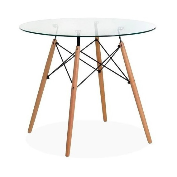 Mesa De Vidrio Eames Redonda 80cm