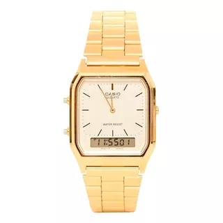 Relógio Casio Unissex Vintage Aq-230ga 9dmq Dourado Quadrado