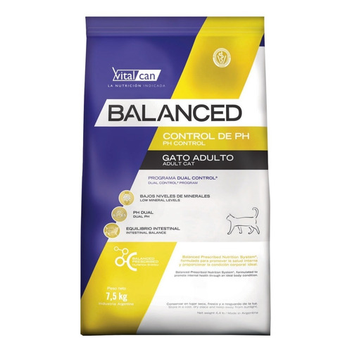 Alimento Vitalcan Balanced Control de PH para gato adulto sabor mix en bolsa de 7.5 kg