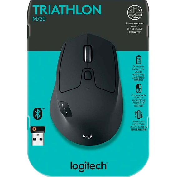 Mouse Logitech M720 Triathlon Multi-computer Color Negro