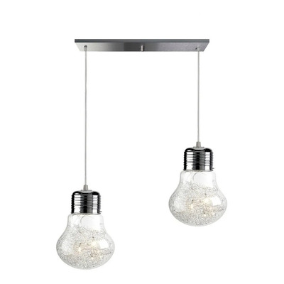 Colgante Bombilla 2 Luces Apto Led E-27 Cromo Moderno Deco