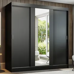 Guarda-roupa Casal Madesa Reno 3 Portas Correr Espelho Preto 1095H91E no Mercado Livre com oferta e cupom de desconto