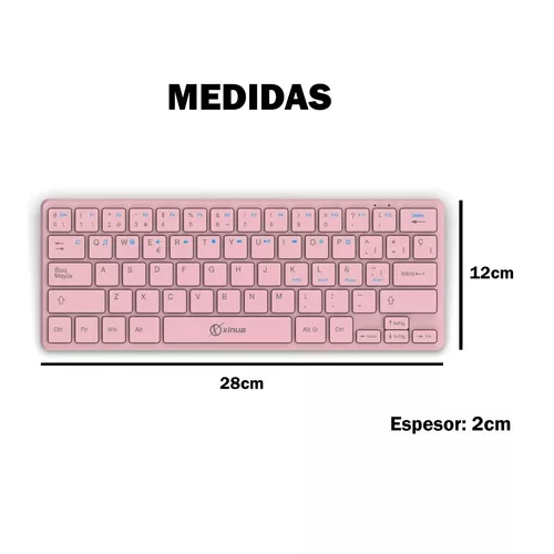 Kit Mini Teclado Español + Mouse Xinua Km3 Rosa Inalambrico