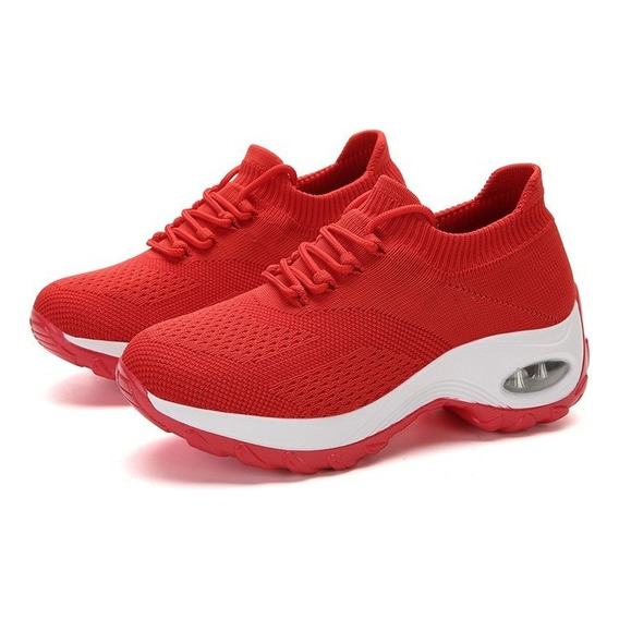 Rojo Tenis Deportivos De Malla Transpirable Para Mujer