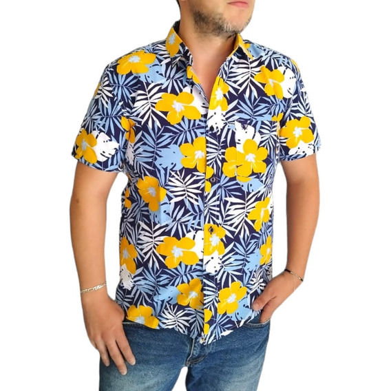 Camisas Playeras Hawaiana Hombre Algodón 100%