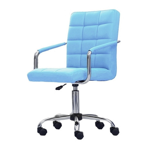 Silla de escritorio RD Modern Celeste con tapizado de cuero sintético