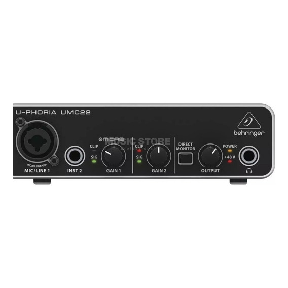 Interfaz de Audio USB 2x2 Negra Behringer U-Phoria UMC22