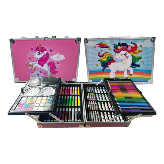 Set Arte Colores Crayones Plumones Acuarelas Maletin Portati