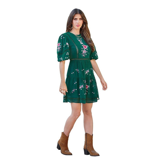 Vestido Casual Mujer Color Verde  973-73