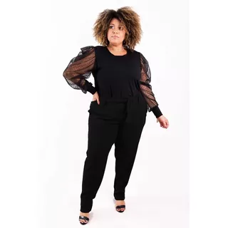 Roupa Feminina Calça Crepe De Malha Com Cinto Plus Size +56