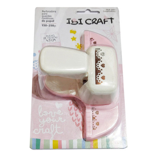 Perforadora De Guardas Continuas Jumbo Ibicraft Corazon Color Beige/Rosa