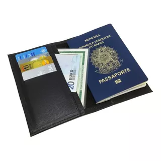 Porta Passaporte Carteira Cartões Doc Couro Ecologico Ondas