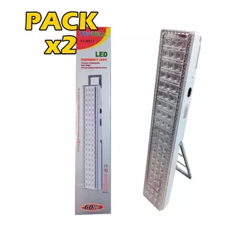Pack X2 Lampara Luz Emergencia 60 Led Recargable