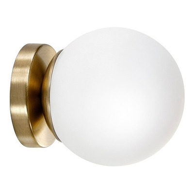 Aplique De Pared O Techo Dorado Globo Vidrio Opal Apto Led