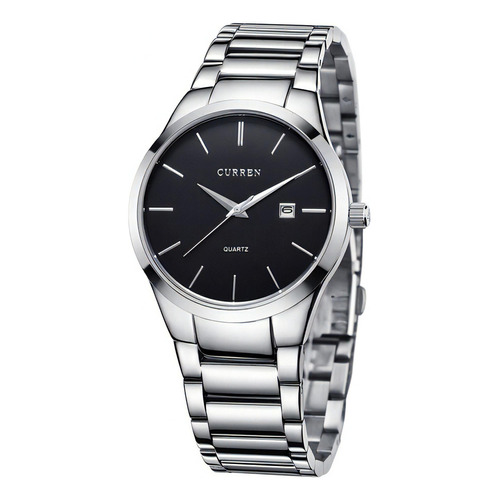 Relojes de cuarzo Curren Classic para hombre, color plata y negro