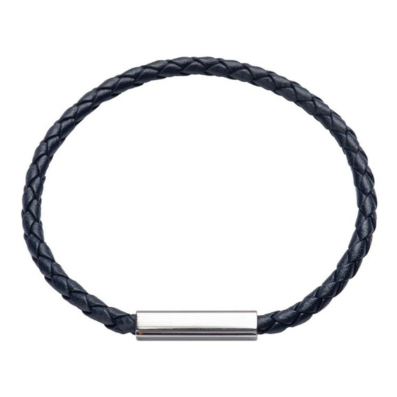 Brazalete Hombre Cuero Piel Pulsera Acero Inoxidable Luckyly