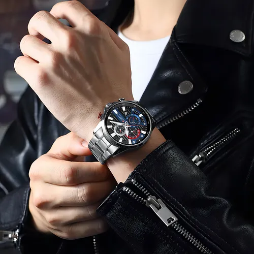 Relojes Curren De Lujo Con Calendario De Acero Inoxidable Pa Color Del Fondo Silver Black | Cuotas sin interés