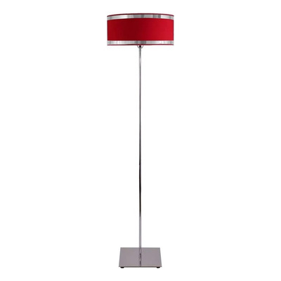 Lampara De Pie Acero Y Pantalla Roja Borde Cromo Apto Led