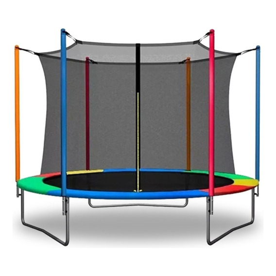 Cama Elastica Melfit 3 Mts Trampolin Red Protectora Chicos Color MT3050 Multicolor Color de la lona de salto Negro Color del cobertor de resortes Multicolor