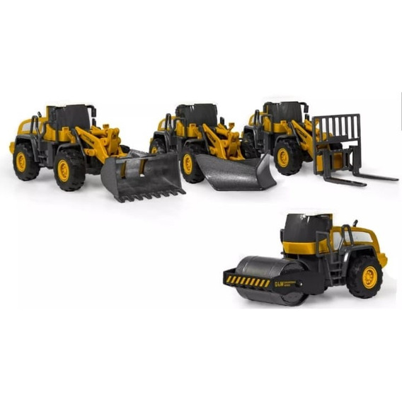 Maquinas De Construcción Bulldozer Glw Metal Set De 4 Pz