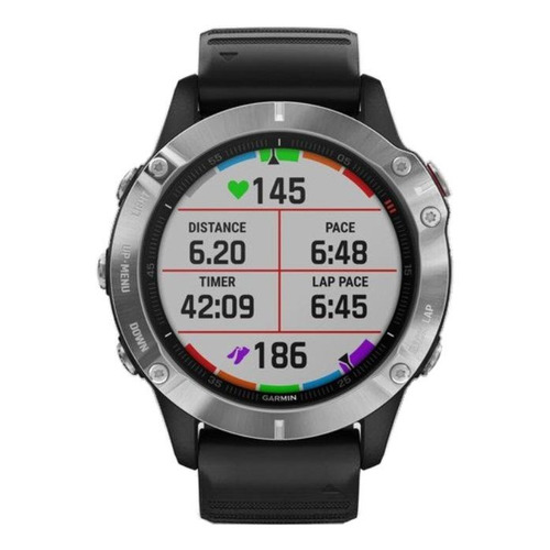 Smartwatch Garmin Standard Fenix 6 1.3" caja 47mm de  polímero reforzado con fibra, malla  black de  silicona