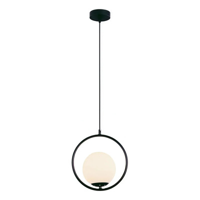  Colgante 1 Luz Marsella R Negro Globo Opal Apto Led E27 Ld Negro