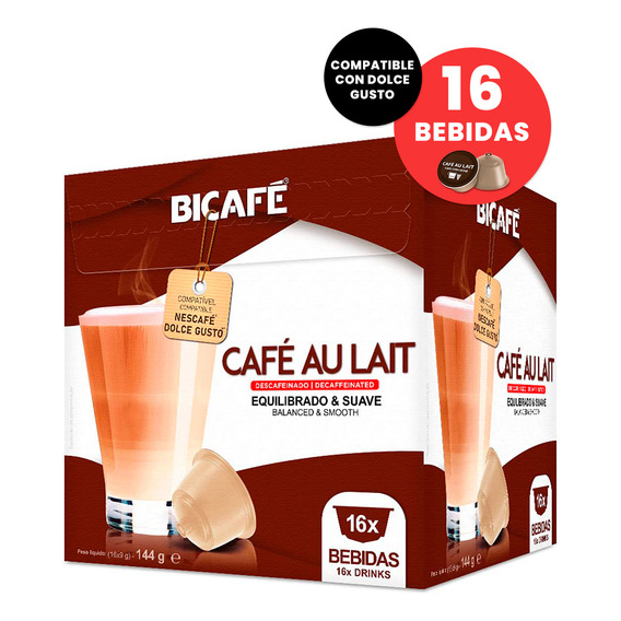 Cápsulas Bicafé Café Au Lait Descafeinado Universo Binario