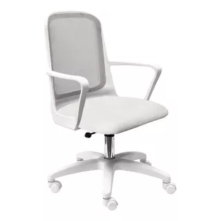 Silla Oficina Diseño Fresa Blanca Escritorio Base Pvc Color Color Blanco