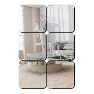 Espelho Decorativo Quadrado Em Acrílico 6 Quadrados 15 Cm Cor Da Moldura Espelhado Pp 