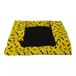 Capa De Caminha Pet M 60x60cm (não Acompanha Os Enchimentos) Cor Amarelo E Preto