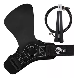  Hand Grip Cf Skyhill Luva Black Para Crossfit + Corda Speed