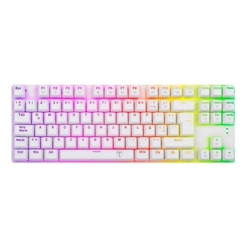 Teclado gamer T-Dagger Bora T-TGK315 QWERTY español color blanco con luz RGB