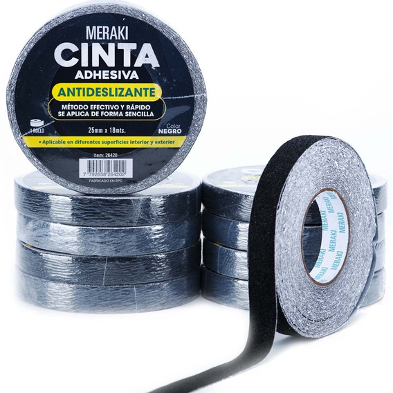 Pack X10 Cinta Antideslizante Adhesiva Importada 18mt X 25mm