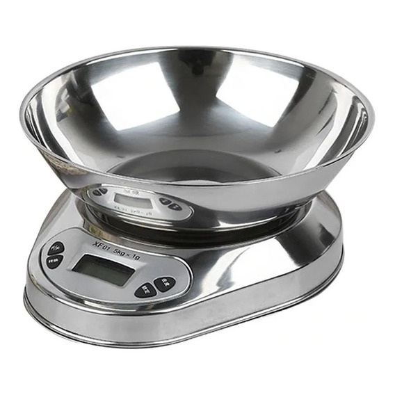 Pesa De Cocina Full De Acero Inoxidable 5kg 1gr Con Bowl Ace Capacidad máxima 5 g Color Gris