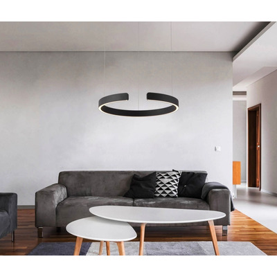 Colgante Led Toluca Simple Negro 50w Aluminio Moderno
