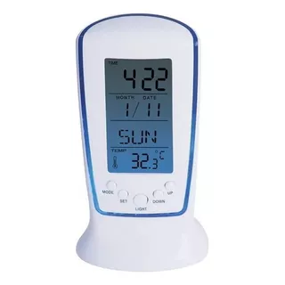 Relógio De Mesa Digital Com Despertador Temperatura Data Top Cor Branco