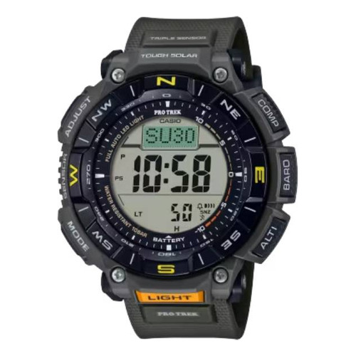 Reloj pulsera digital Casio PRG-340 con correa de uretano color verde militar - fondo gris - bisel negro