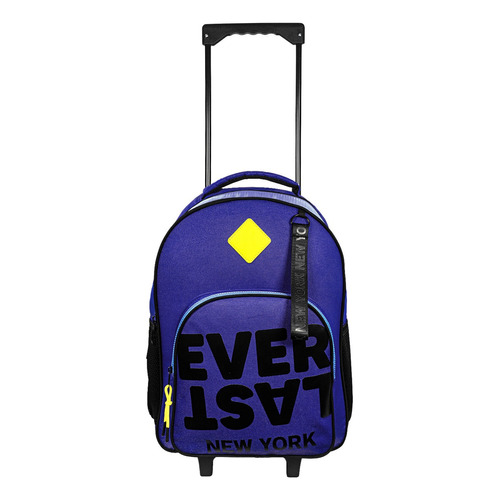 Mochila De Carro Carrito Escolar Con Ruedas Niños Color Azul 27694 Diseño De La Tela Everlast