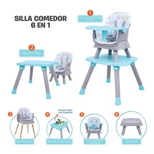 Silla comedor bebe 6en1 Priori Sidney Azul - BabyManía