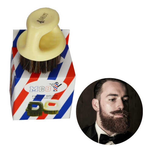 Cepillo De Barba Con Agarradera De Anillo Mc8 Beige Barbería