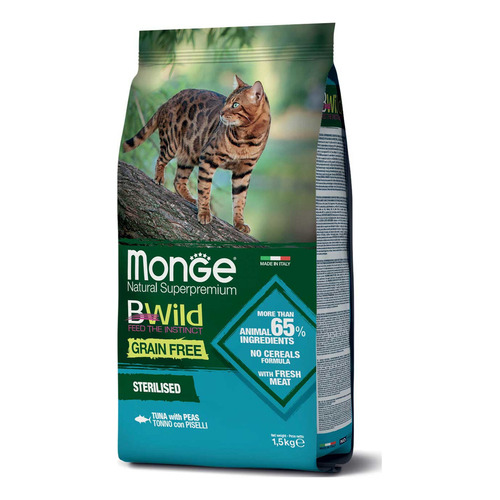 Monge Bwild grain free sterilised gato sabor atún 1.5kg