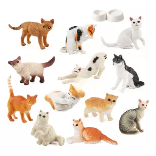 Kit 13 Peças Miniaturas De Gatinhos, Para Decoração Enfeite