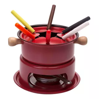 Panela De Fondue Vermelha 16cm 11 Peças - Casambiente