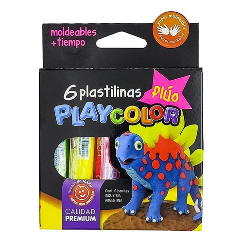Plastilinas Fluo Playcolor X 6 Colores Surtidos No Toxico