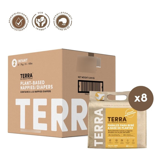 Pañales Terra Biodegradables Caja Talla P 176 Uns