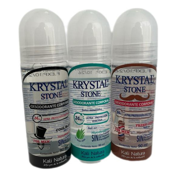 Desodorante En Roll On Krystal Stone, Hipoalergenico, 90ml