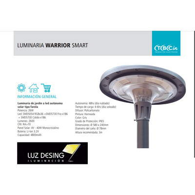 Reflector Farol Solar Smart Rgb+cct Warrior Tbcin