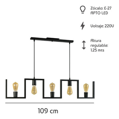 Colgante Egipcio 5 Luces Linea Rustica Apto Led Luz Desing