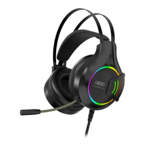 Auriculares Gamer Para Pc Con Micrófono Ajustable Color Negro Color de la luz Arcoiris