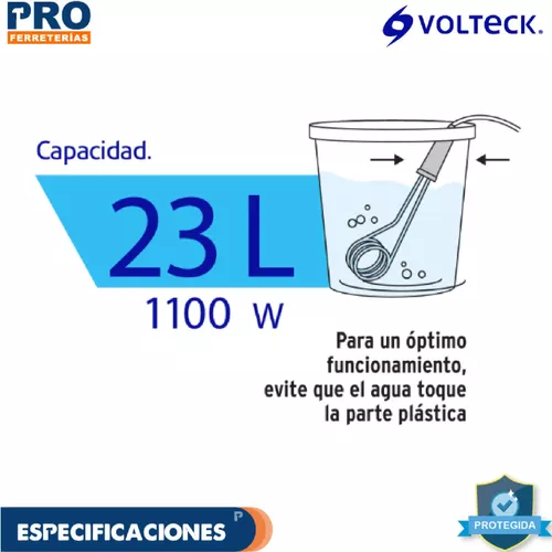 TRUPER 46308 RESISTENCIA PARA CALENTAR AGUA #6 DE 23 L DE INMERSIÓN 1100 W  P/AGUA, VOLTECK